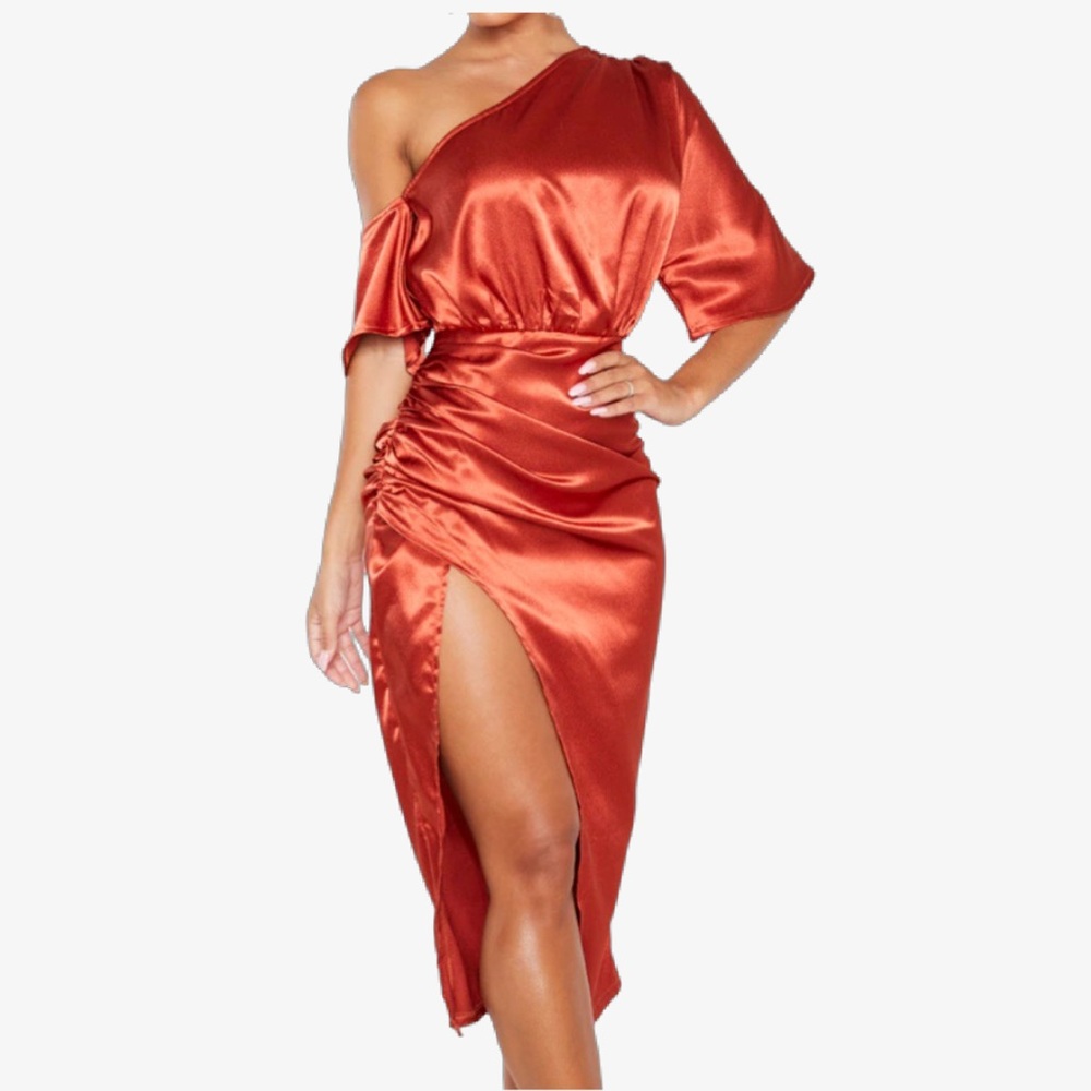 PLT One-Shoulder Satin Dress NEW